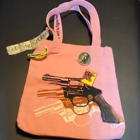 Pink Tote Bag with Graphic Design - Picture 2 of 6
